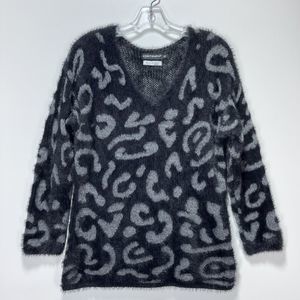 Contempo Womens Sweater Size S Multicolor V-Neck Abstract Long Sleeve Italy Made